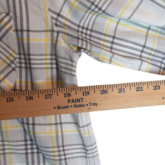Rag & Bone Fit 3 Regular Fit Beach Shirt Plaid Ivory Grey Yellow Men's Small - Picture 9 of 10